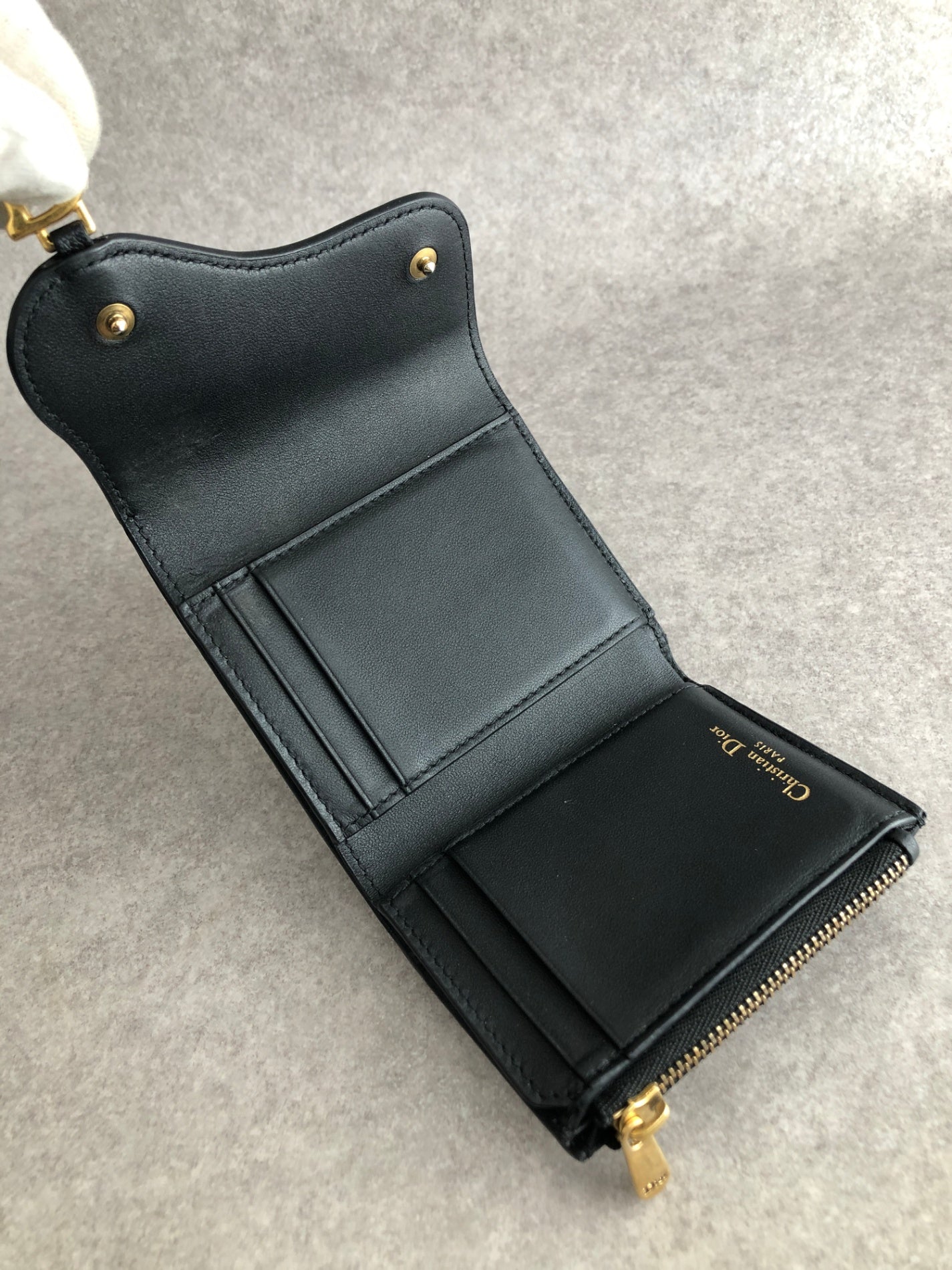 Christian Dior Logo Trifold Wallet Black Vintage 65wdpi