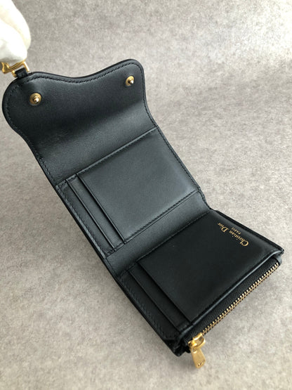 Christian Dior Logo Trifold Wallet Black Vintage 65wdpi