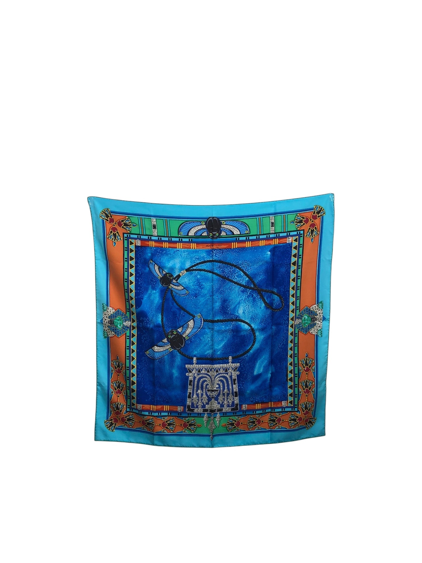 Cartier SILK Scarf Blue Vintage mpibp6