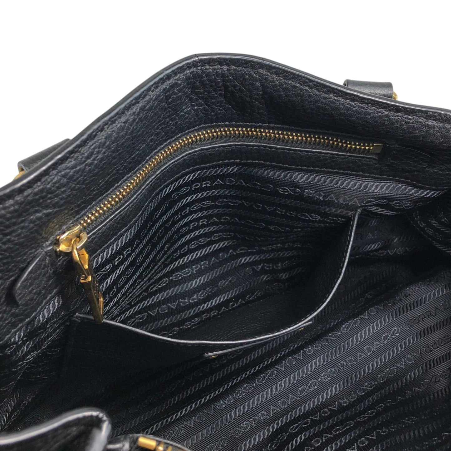 PRADA Logo Two-way Handbag Shoulder bag Black Vintage 7kpf4k