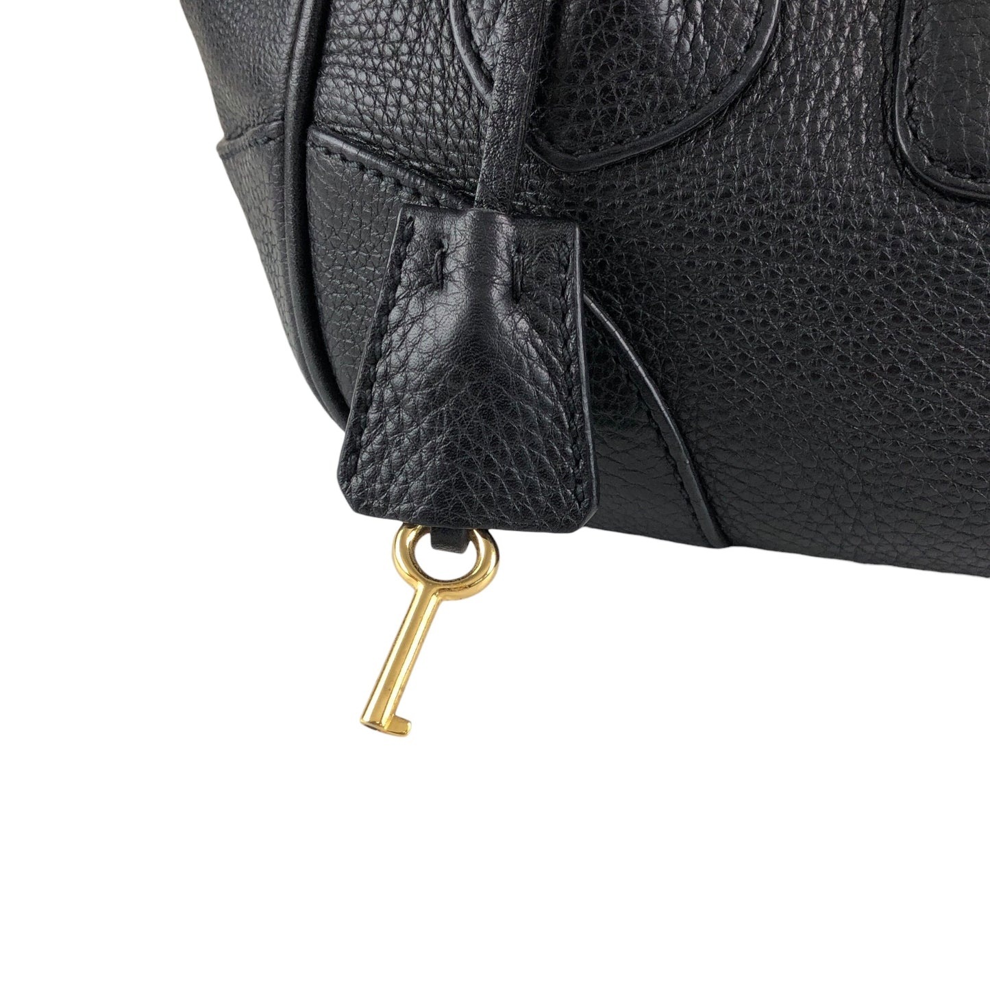 PRADA Logo Lock Handbag Black Vintage 7dwdcx