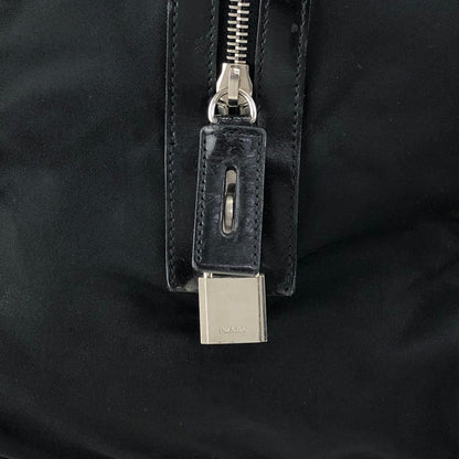 PRADA Tessuto Triangle Logo Double Pocket Handbag Boston bag Black Vintage 84gcbc