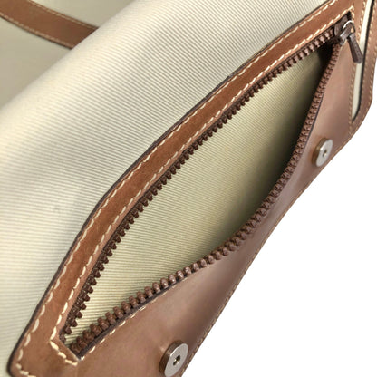 CELINE Blason Shoulder bag White×Brown Vintage ue3evj