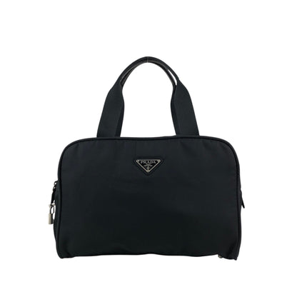 PRADA Tessuto Triangle Logo Padlock Handbag Black Vintage h25vhs