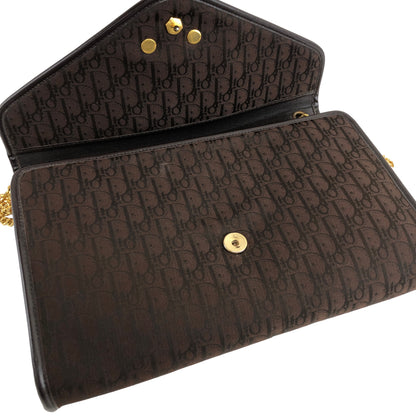 Christian Dior Trotter CD Logo 提花皮革鏈條單肩包 棕色 復古 kgur8f 