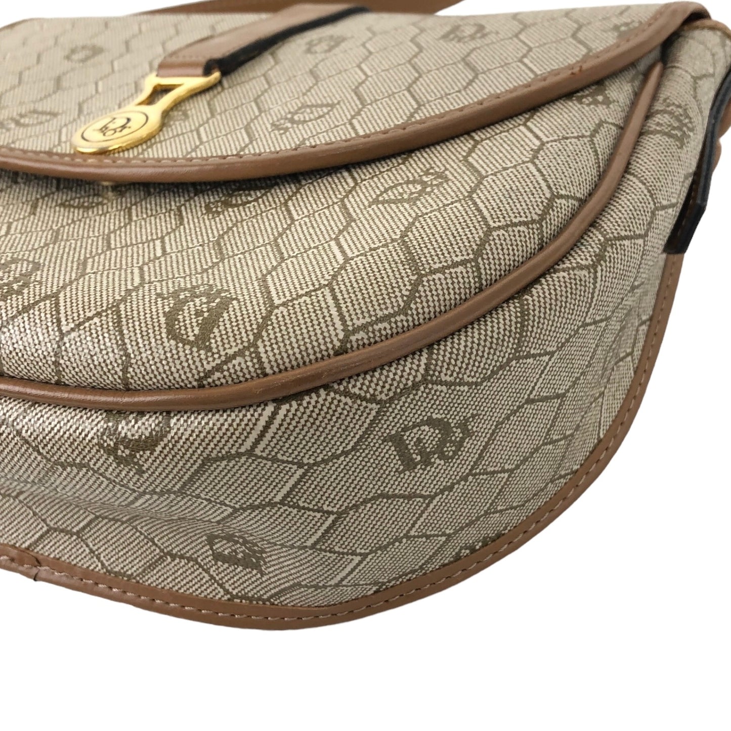 Christian Dior Honeycomb Pattern Logo Shoulder bag Beige Vintage u6zcjt