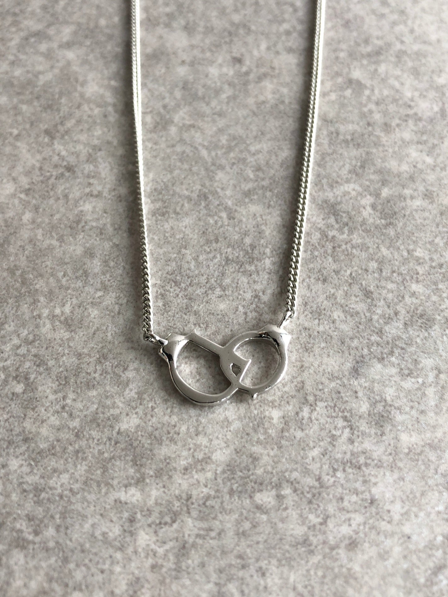 Christian Dior Handcuffs Motif Necklace Silver Vintage cnsnxp