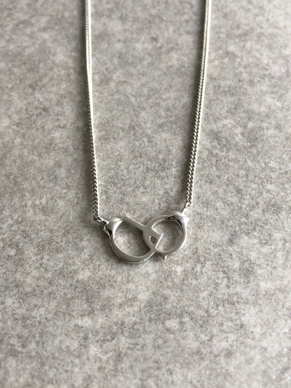 Christian Dior Handcuffs Motif Necklace Silver Vintage cnsnxp