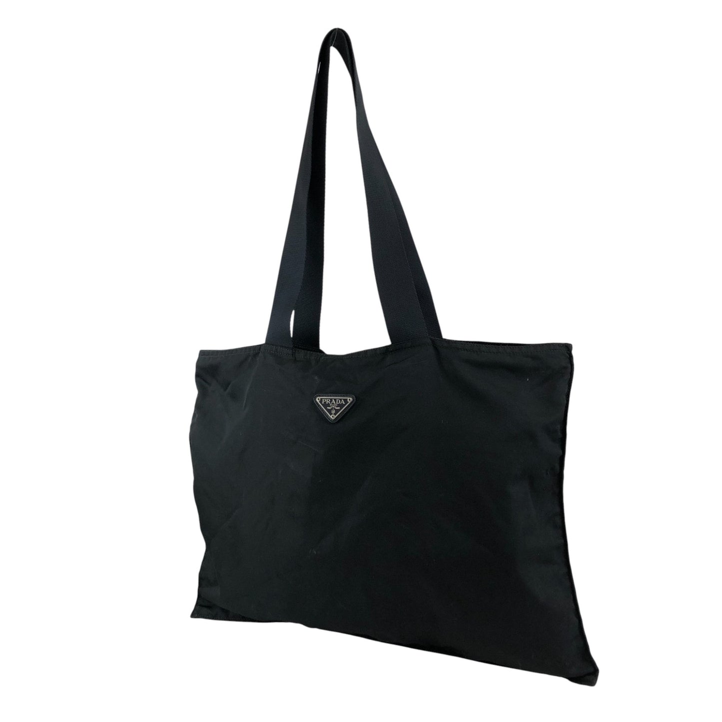 PRADA Tessuto Triangle Logo Totebag Black Vintage 4zvity