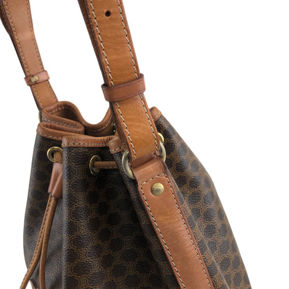 CELINE Macadam Blason Drawstring Shoulder bag Brown Vintage 7zaha3