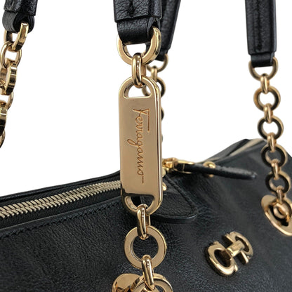 Salvatore Ferragamo Gancini Handbag Black Vintage vbxnke