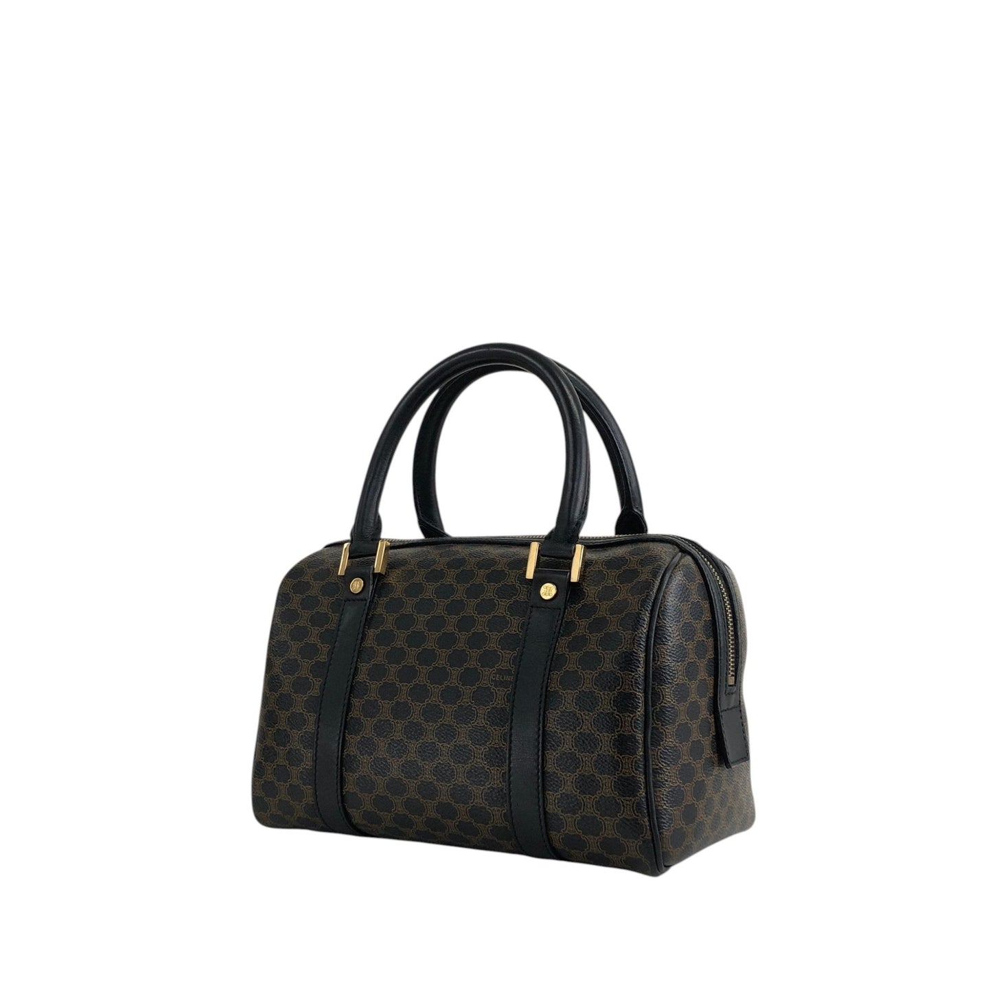 CELINE Macadam Small Boston bag Handbag Black Vintage py4p2e