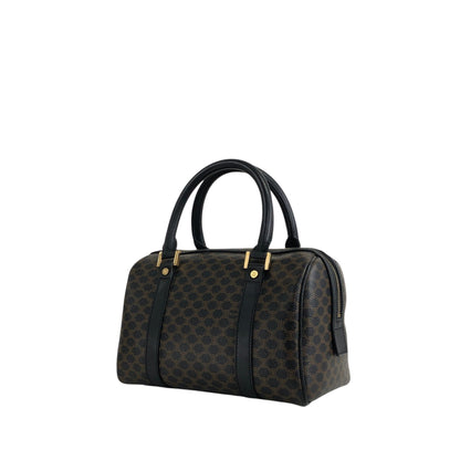 CELINE Macadam Small Boston bag Handbag Black Vintage py4p2e