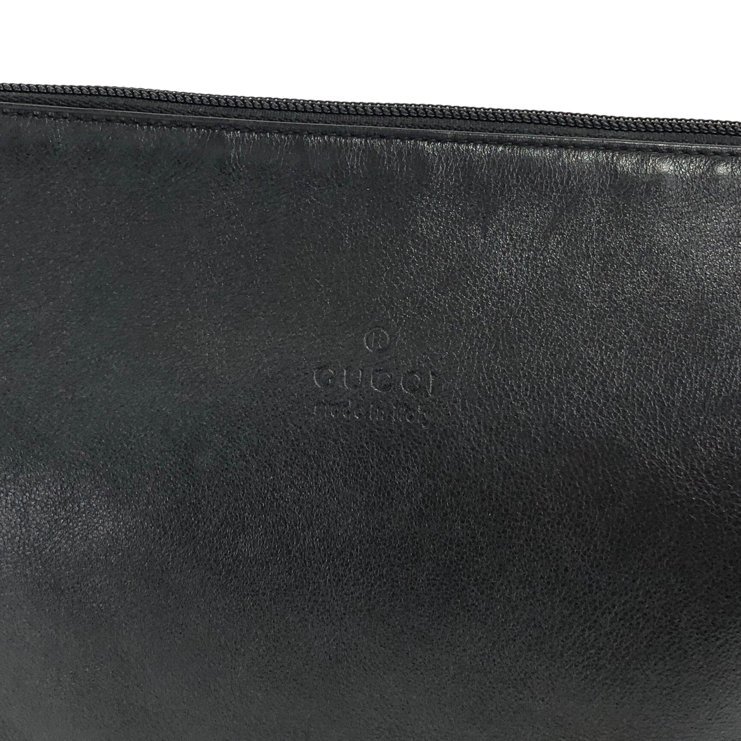 GUCCI Logo Embossed Shoulder bag Black Vintage bk3r5s