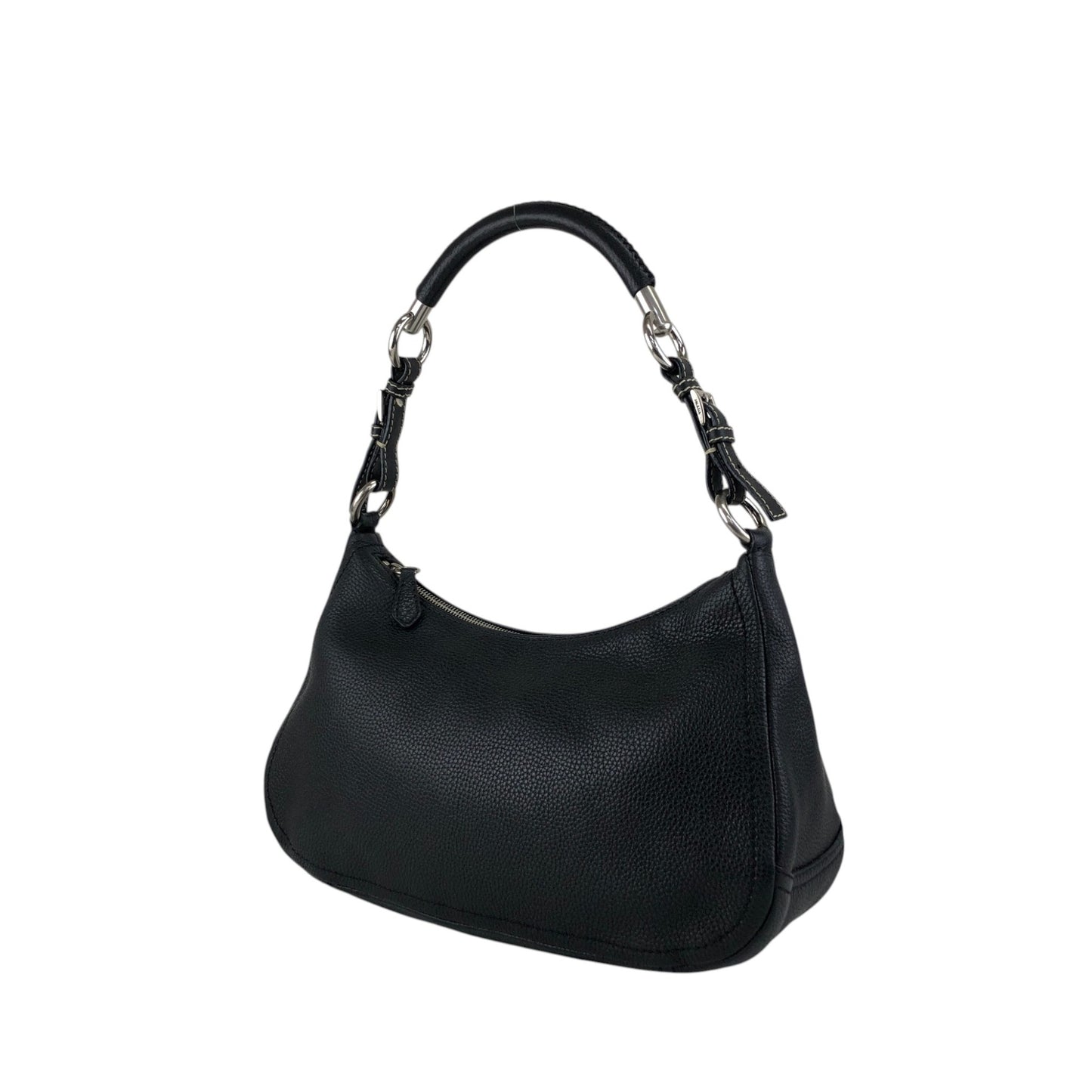 PRADA Triangle Logo Shoulder bag Hobobag Black Vintage 5at4nv