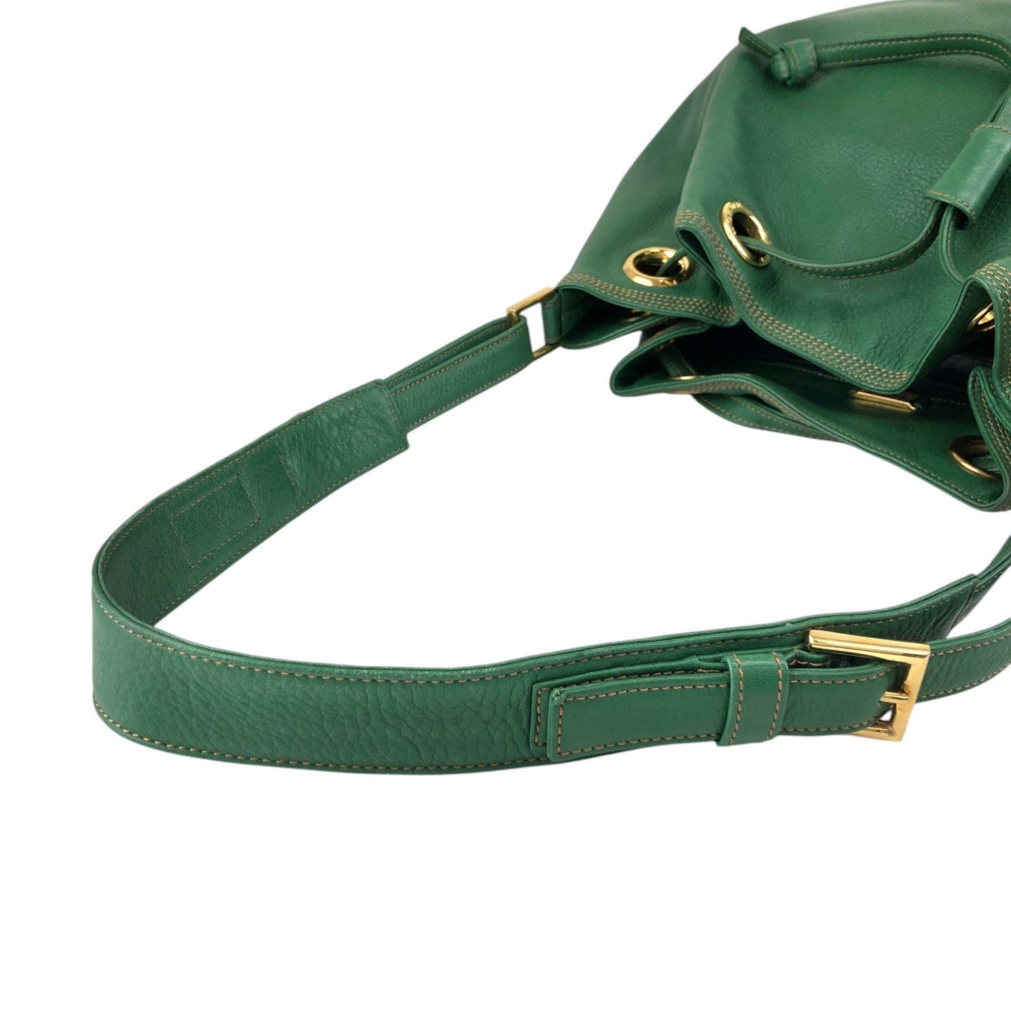LOEWE Anagram Drawstring Shoulder bag Green Vintage 4p76em