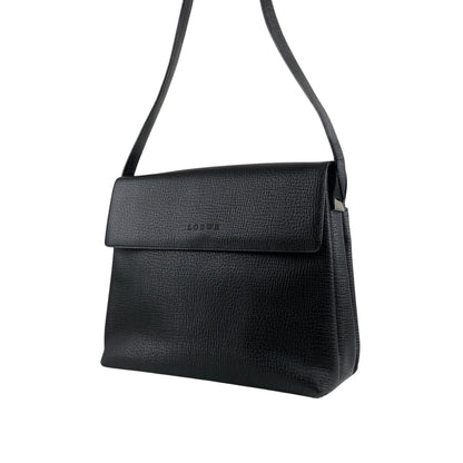 LOEWE Logo Embossed Shoulder bag Black Vintage htcz22