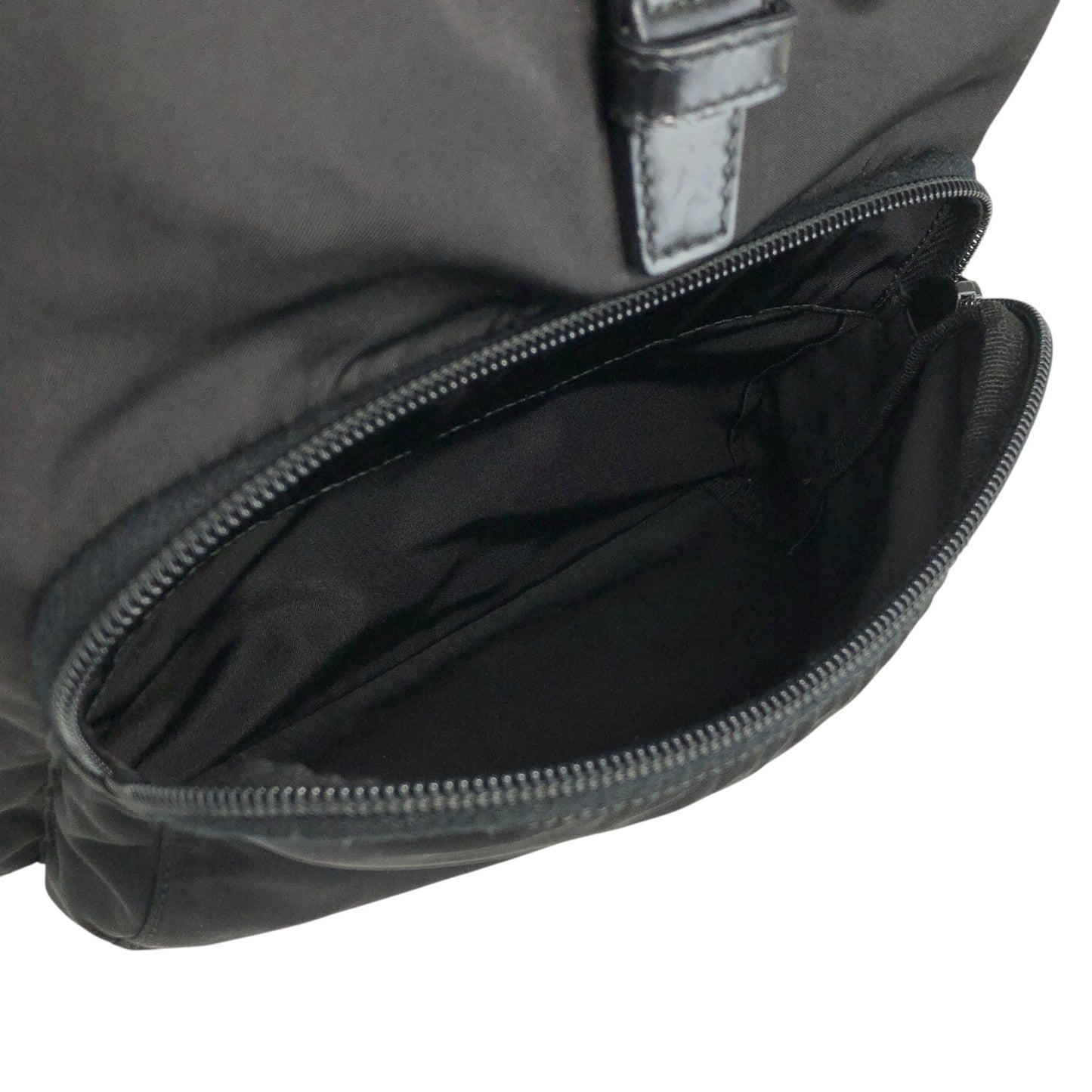 PRADA Tessuto Triangle Logo Front Buckle Front Pocket  Backpack Black Vintage 6abvn2