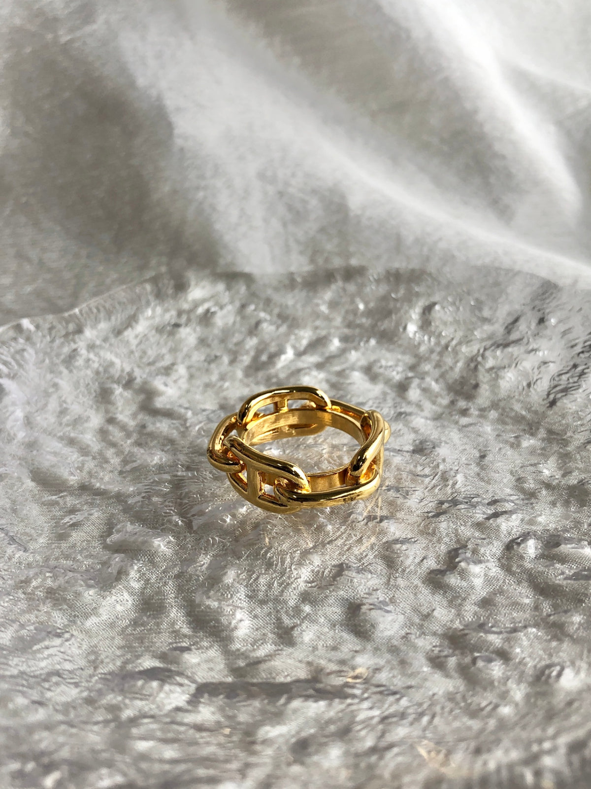 HERMES Chaine d'ancre Scarf Ring Gold Vintage 7eujzp