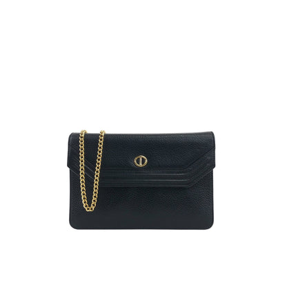 Christian Dior CD Logo Chain Shoulder bag Black Vintage iiv2uk