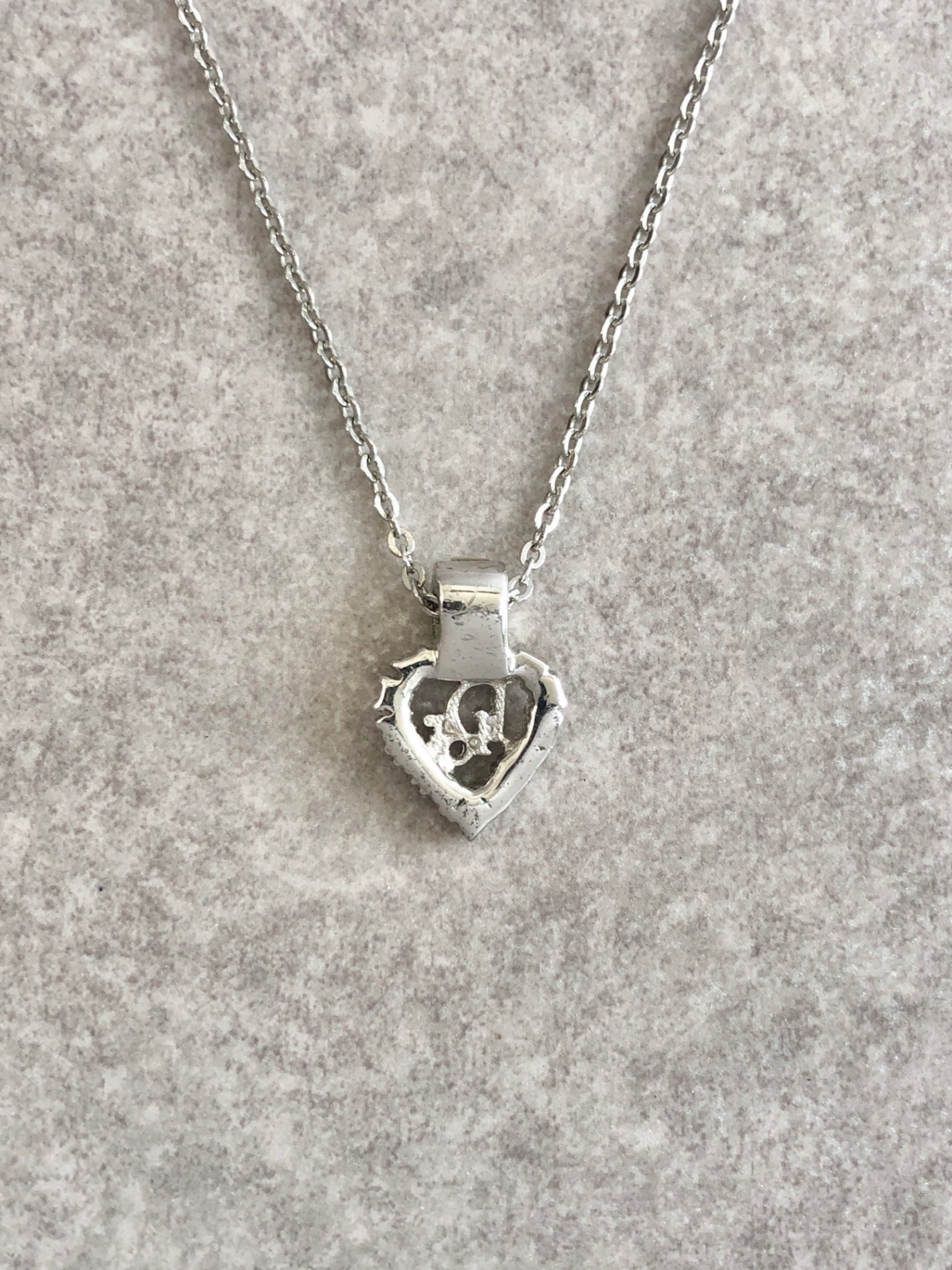 Christian Dior Logo Motif Rhinestone Necklace Silver Vintage jactup