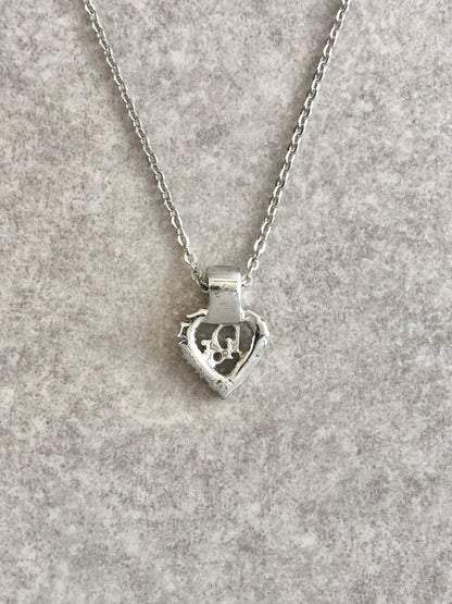 Christian Dior Logo Motif Rhinestone Necklace Silver Vintage jactup