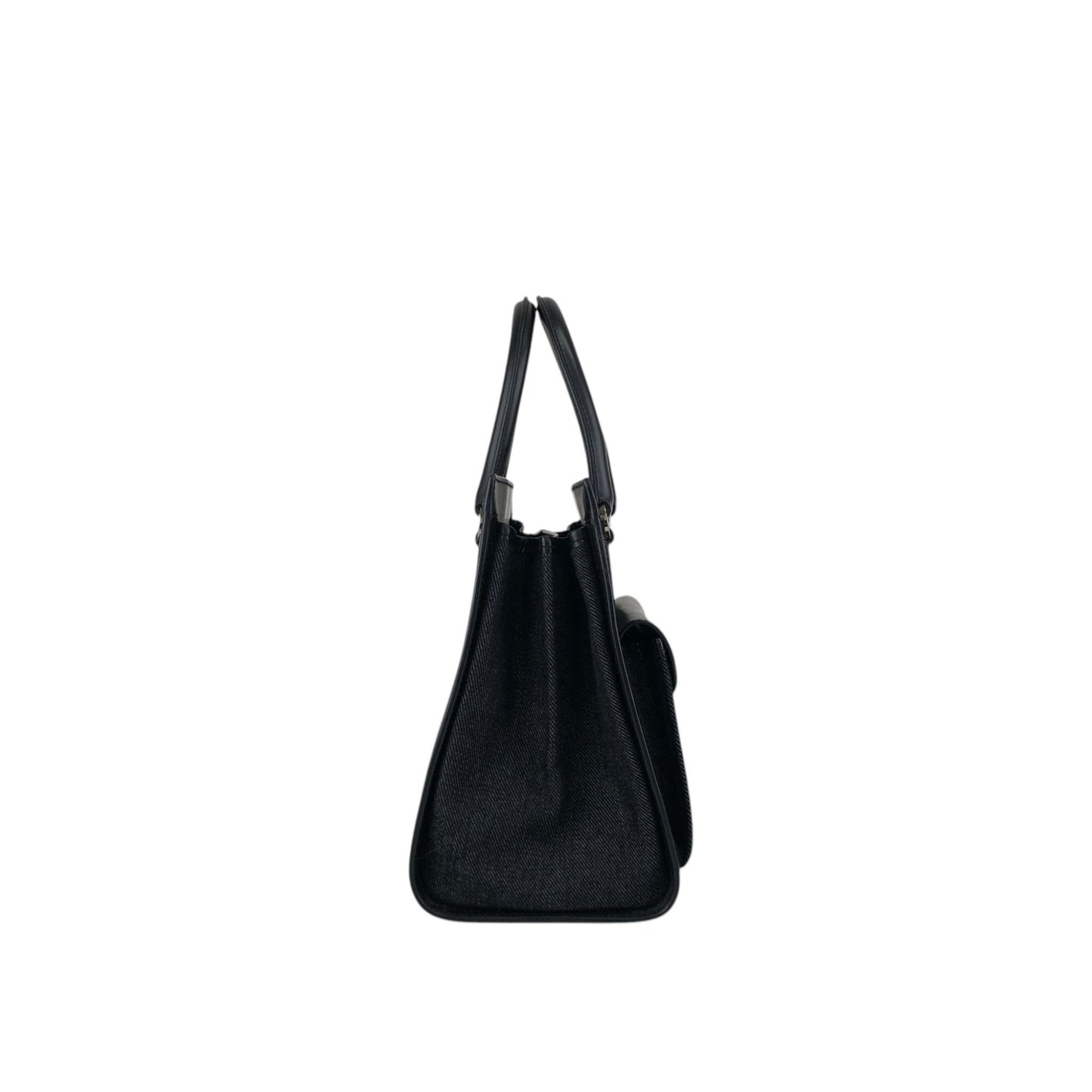 Christian Dior Logo Handbag Black,Indigo Canvas Denim Vintage 554rfk