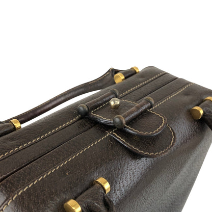 GUCCI Metal Clasp Handbag Brown Vintage fva3h4