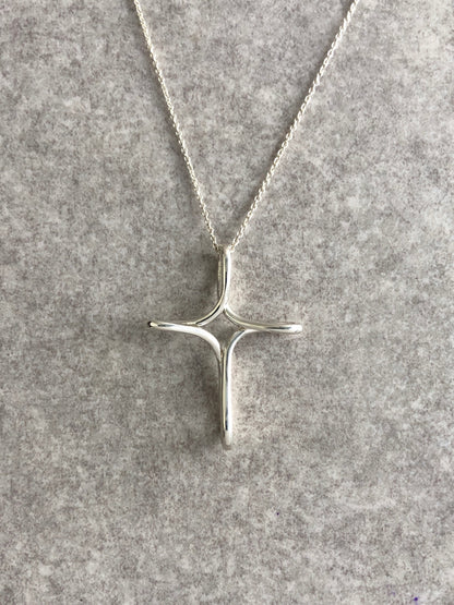 Tiffany & Co. Cross SILVER925 Necklace Silver Vintage h43x6c