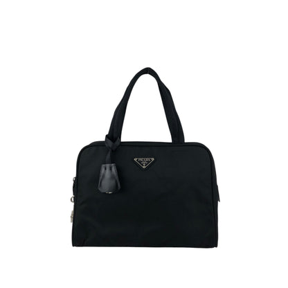 PRADA Tessuto Triangle Logo Padlock Handbag Black Vintage u7mkdg