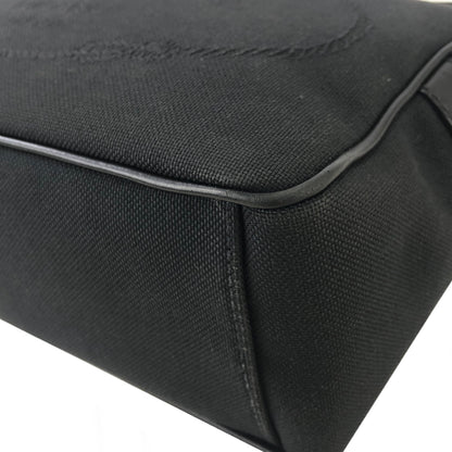 PRADA Logo Ribbon Canvas Leather Crossbody Shoulder bag Black Vintage smkdzd