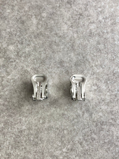 Christian Dior CD Logo Rhinestone Earrings Silver Vintage ae6s23