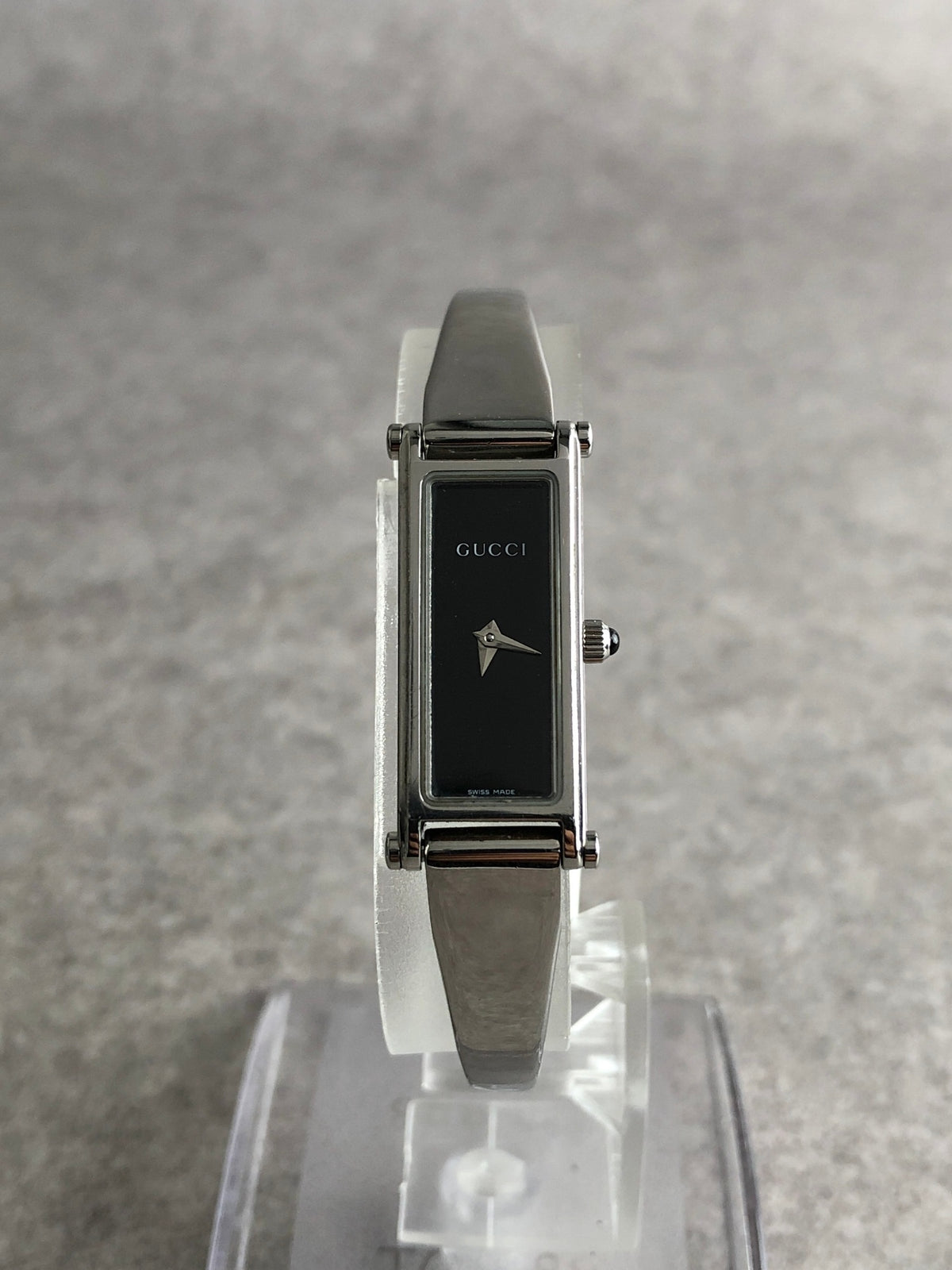 GUCCI Logo Bangle Quartz Watch Silver 1500L Vintage itiidp