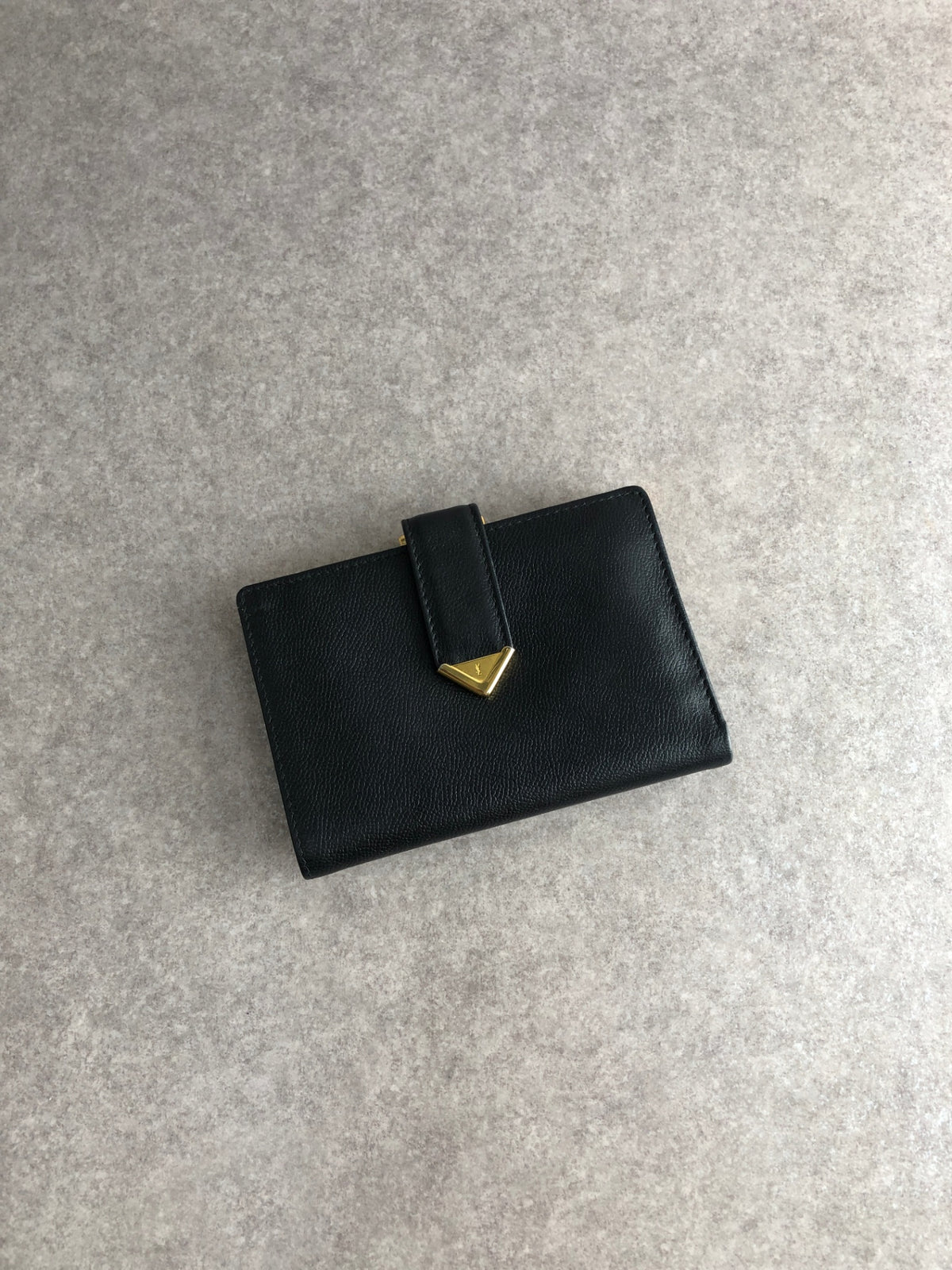 Yves Saint Laurent YSL Logo Folded Wallet Black Vintage 8mt2m4