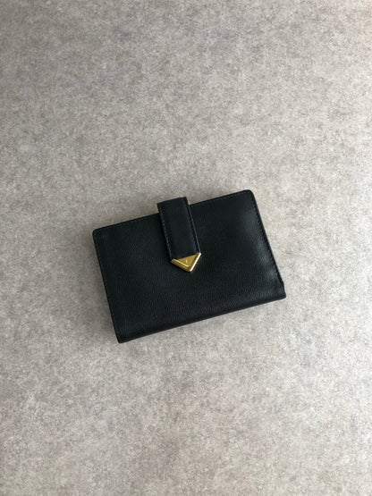 Yves Saint Laurent YSL Logo Folded Wallet Black Vintage 8mt2m4