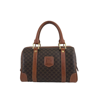 CELINE Macadam Blason Handbag Small Boston bag Brown Vintage dujsu6