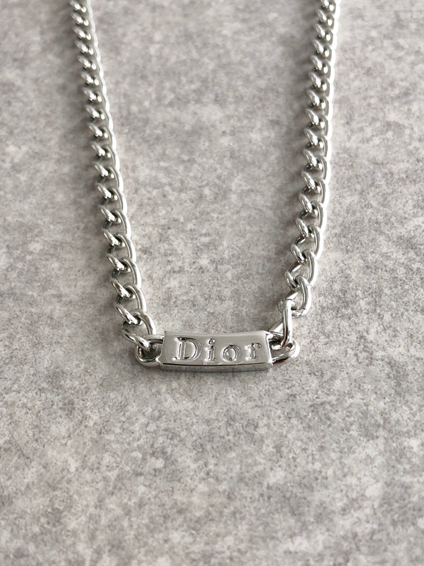 Christian Dior Logo Motif Necklace Silver Vintage nvyvs8