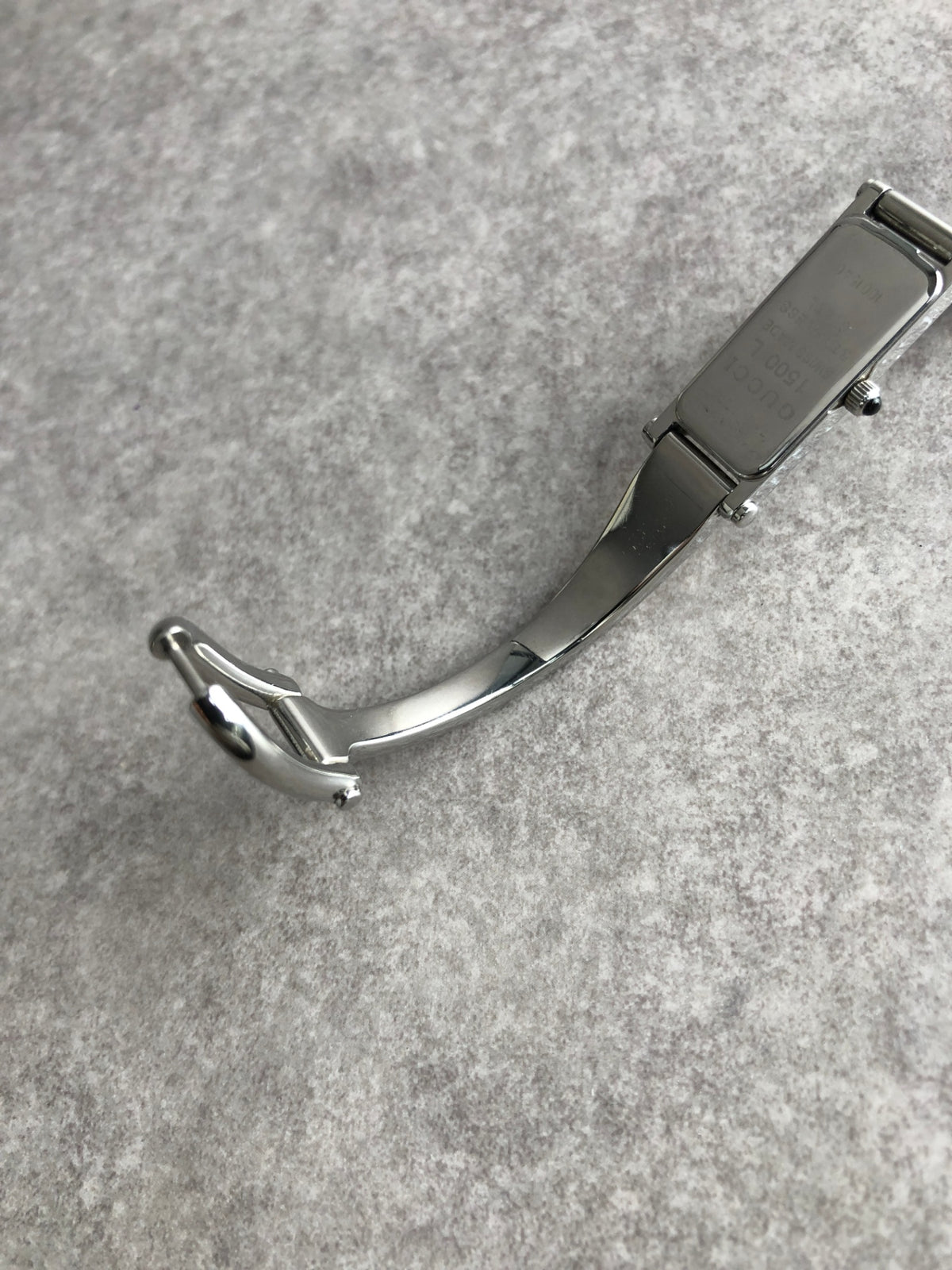 GUCCI Logo Bangle Quartz Watch Silver 1500L Vintage itiidp