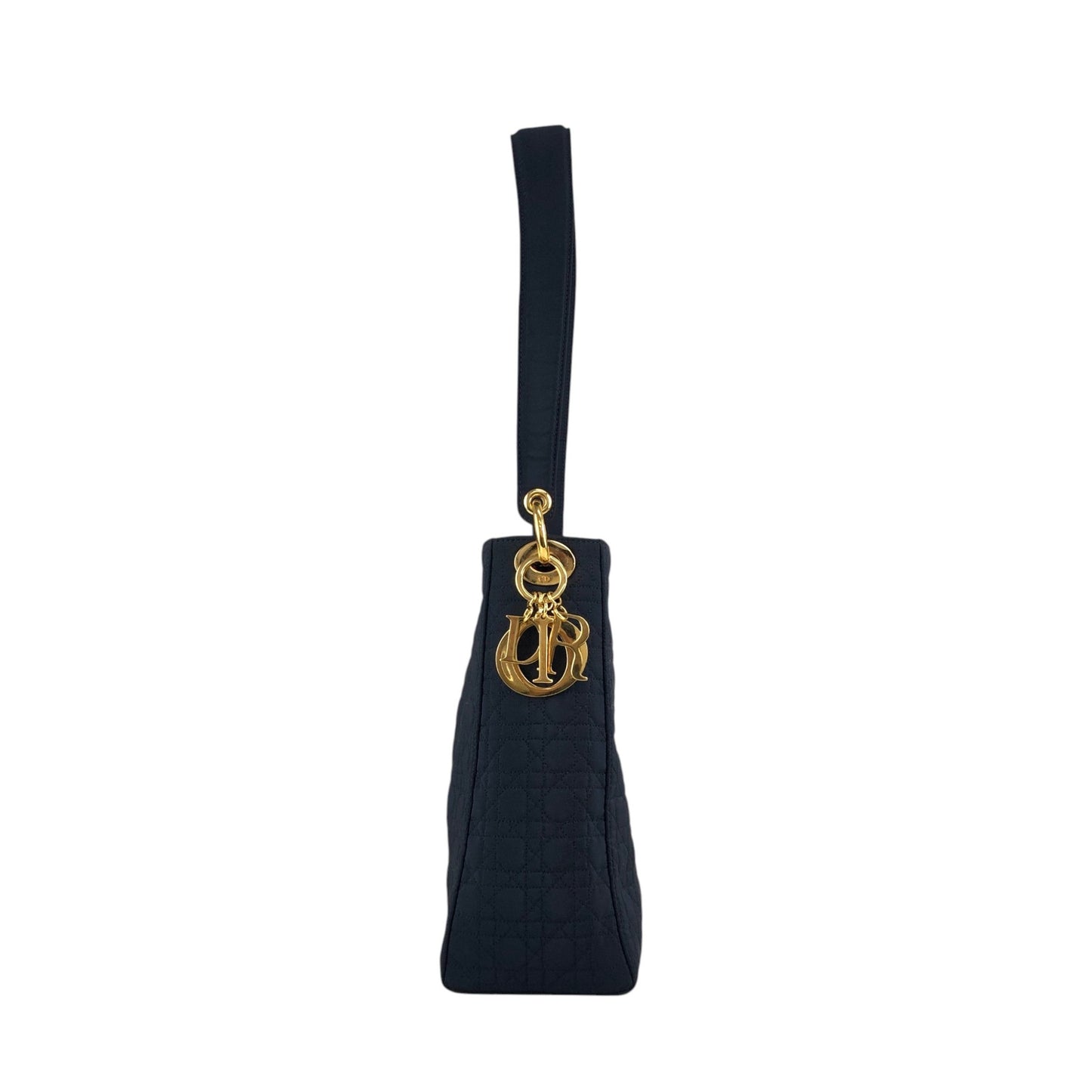 Christian Dior Cannage Logo Charm Shoulder bag Hobobag Black Vintage gd5hwv