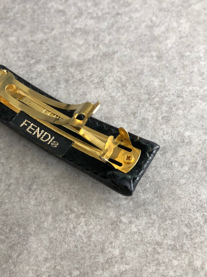 FENDI Logo Barrette Black Vintage u68diu