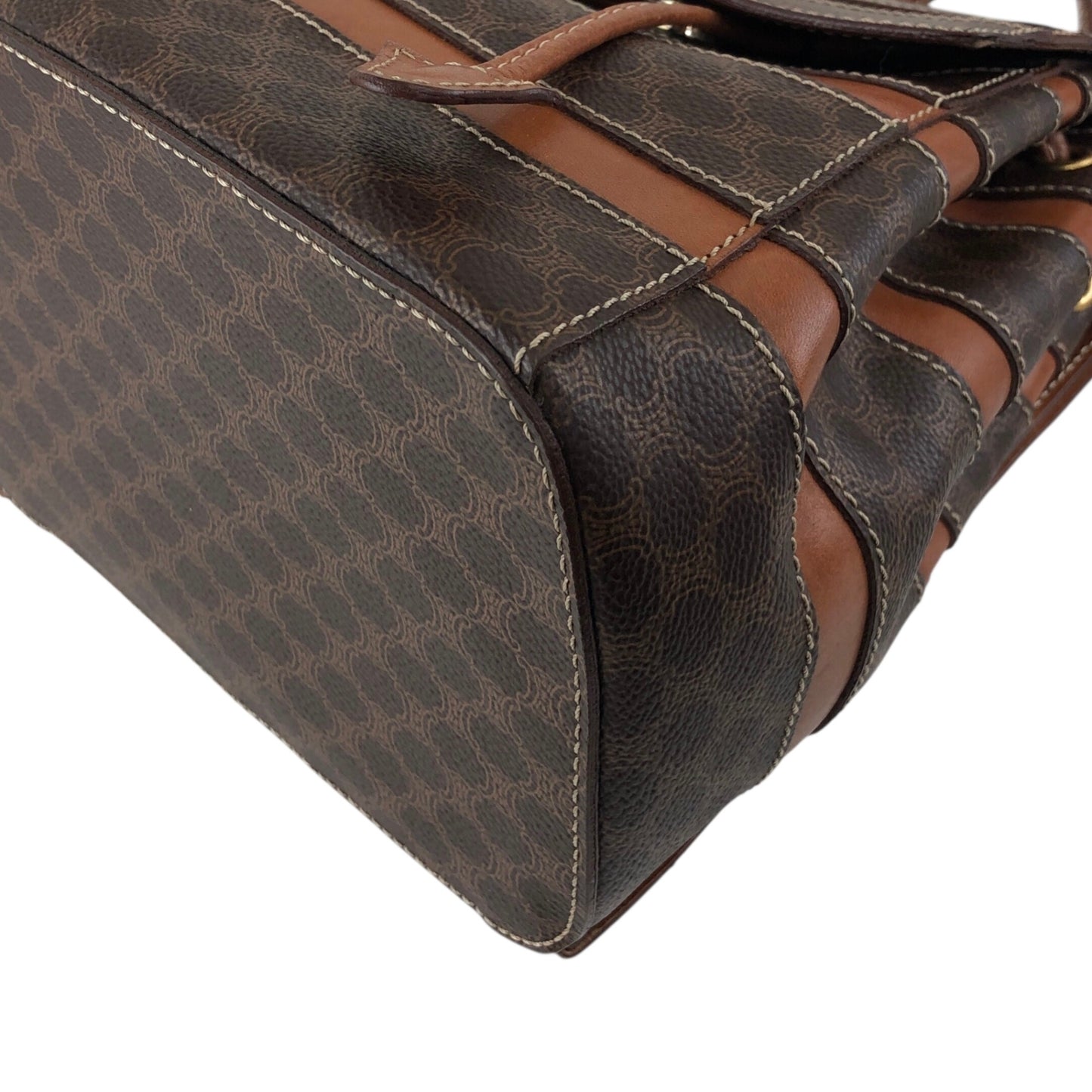 CELINE Macadam Logo Embossed Backpack Brown Vintage fbhpns