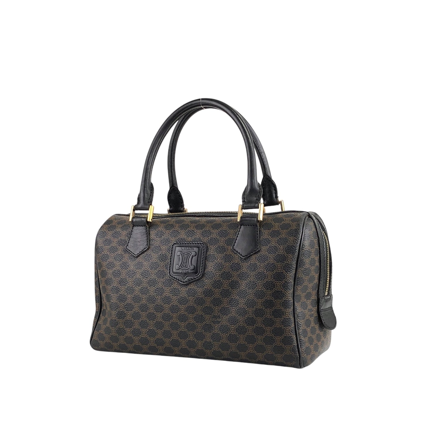 CELINE Macadam Blason Two-way Handbag Shoulder bag Black Vintage a45rtr