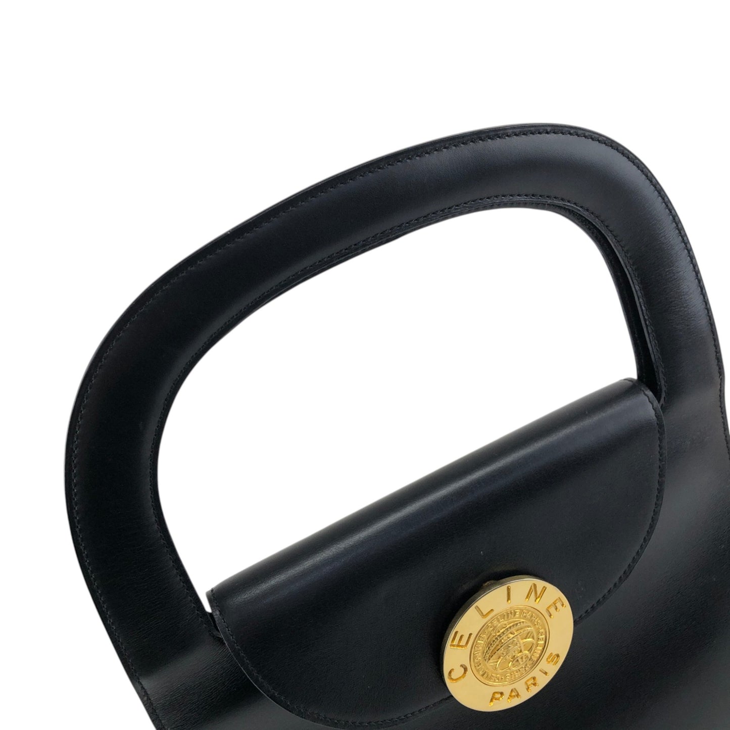 CELINE Top Handle Handbag Black Vintage f4rr4a