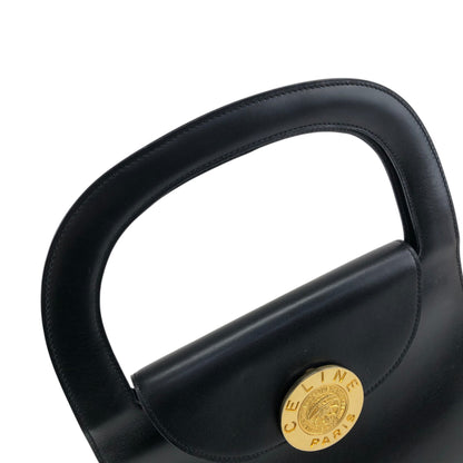 CELINE Top Handle Handbag Black Vintage f4rr4a