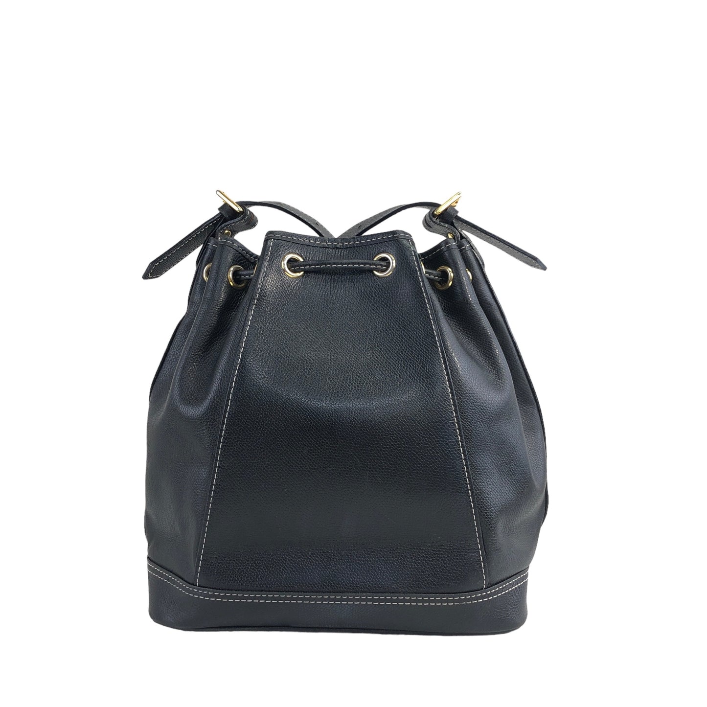 Yves Saint Laurent YSL Stitch Leather Drawstring Shoulder bag Black Vintage p3dh3i