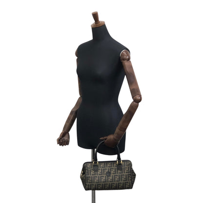 FENDI Zucca Logo Small Boston bag Handbag Black Vintage cf6xpb