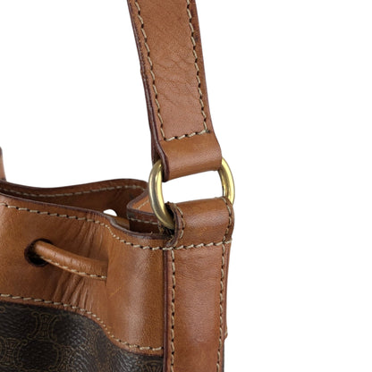 CELINE Macadam Blason Drawstring Shoulder bag Brown Vintage s6mkjn