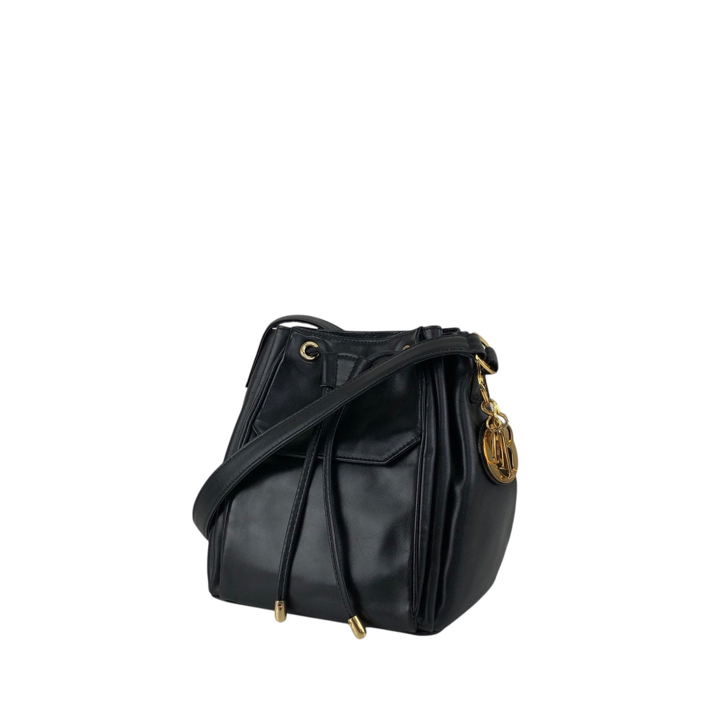 Christian Dior Logo Charm Small Shoulder bag Black Vintage gpxtra