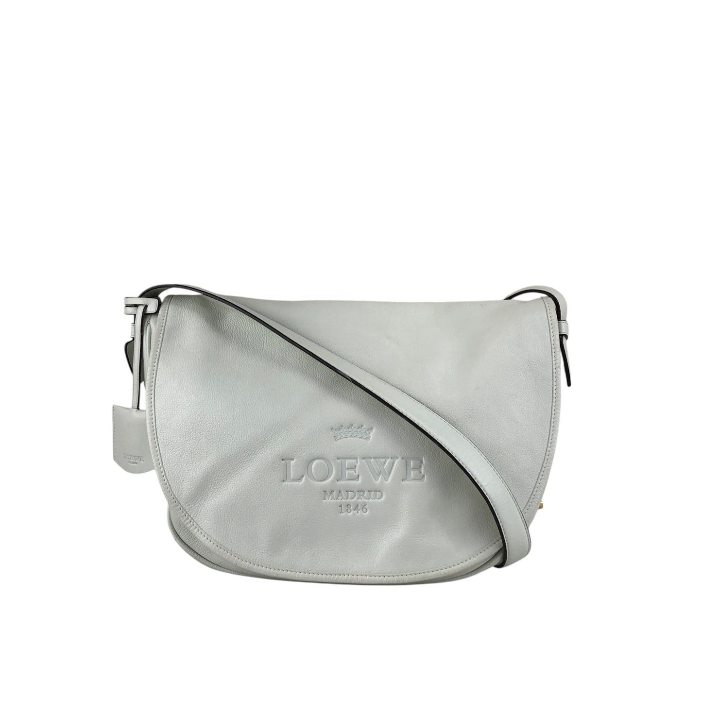 LOEWE Logo Embossed Shoulder bag White Vintage zpjrde