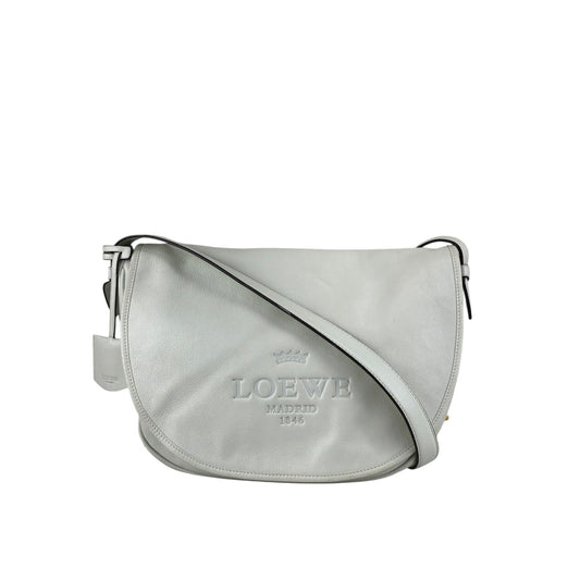 LOEWE Logo Embossed Shoulder bag White Vintage zpjrde